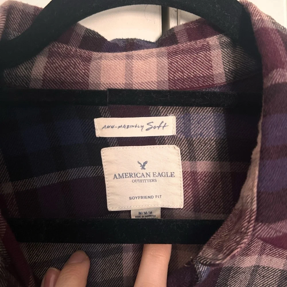 American Eagle Outfitters Blue and Purple Flannel Ahh - Mazingly Soft - Picture 2 of 3